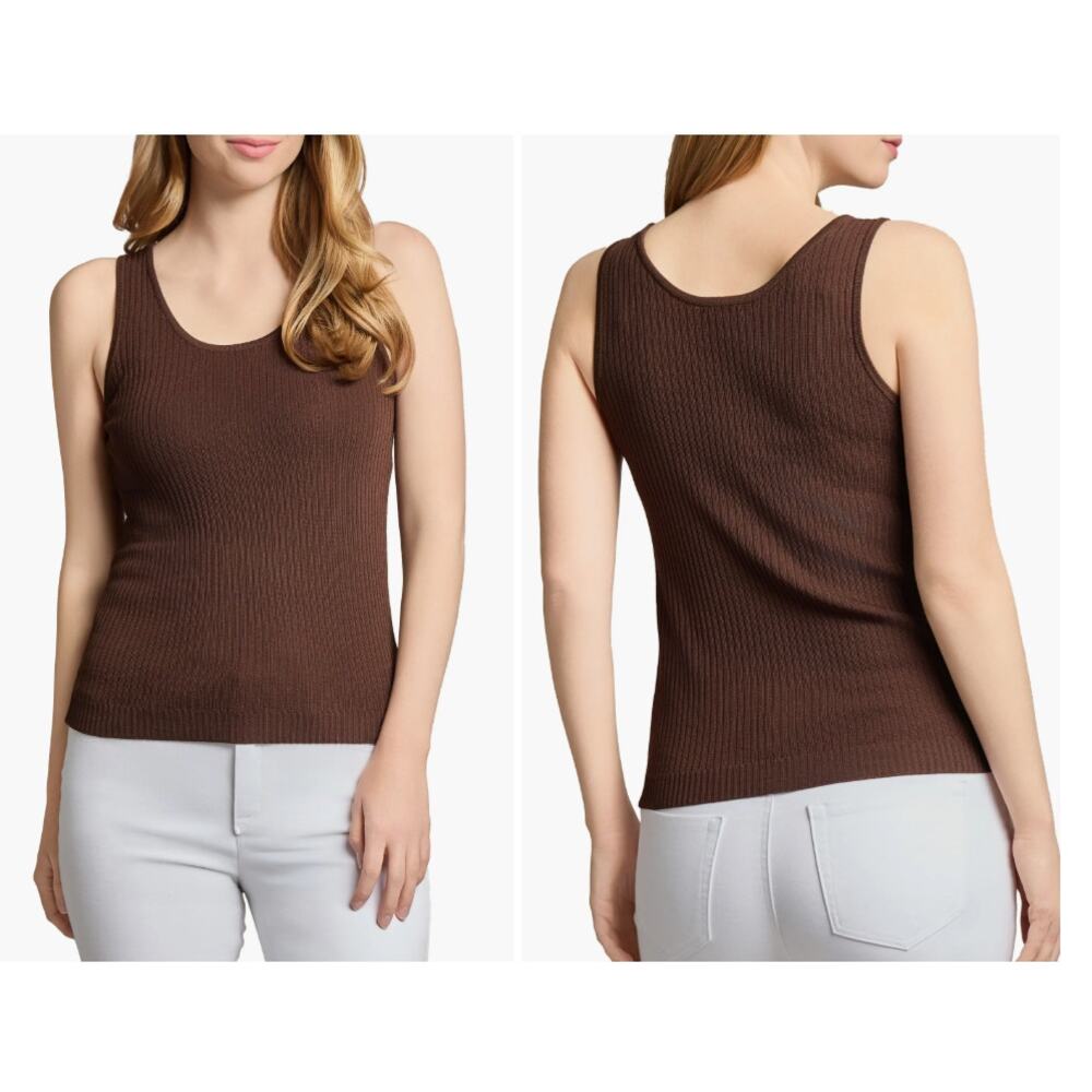 Jones New York Sutton Ribbed Sweater Tank -  Brown (NWT 1X)